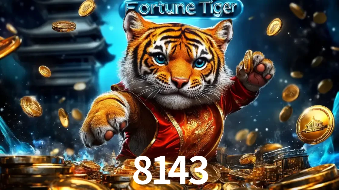 Imagem promocional do jogo de slot Fortune Tiger, com um tigre majestoso em traje tradicional cercado por uma fortuna em moedas de ouro, disponível agora no cassino 8143.